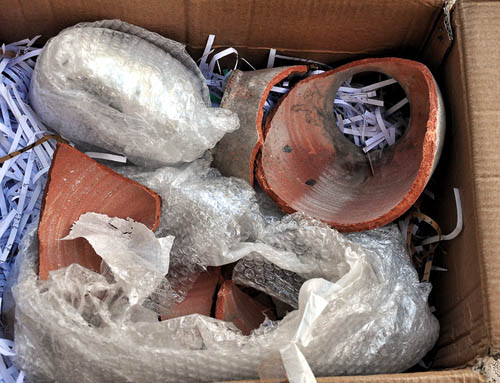 The broken Qumran Jar replica. Photo by Ferrell Jenkins.