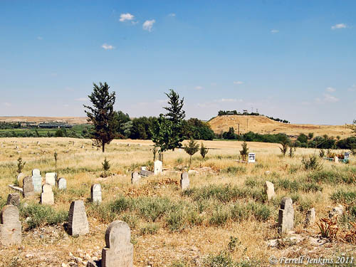 Cemetery at Carchemish, Tell in the distance. Photo by Ferrell Jenkins.