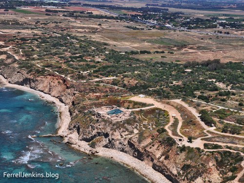 Aerial View of Apollonia and the Plain of Sharon. Photo by Ferrell Jenkins.