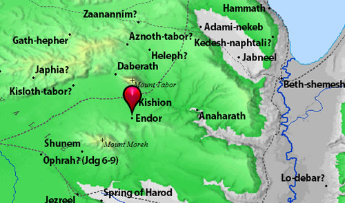 endor-t Map showing location of En-Dor. Courtesy of BibleAtlas.org.
