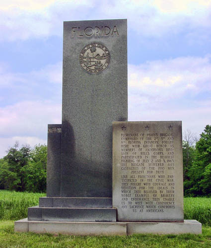 Gettysburg monument to Floridians who fought in the Civil War. Photo by Ferrell Jenkins.