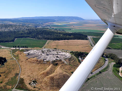 Aerial view of Megiddo and Mount Carmel. Photo by Ferrell Jenkins.