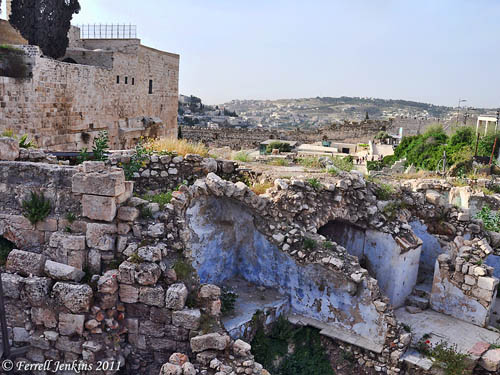 Excavation below Mughrabi Gate Bridge. View to the south. Photo by Ferrell Jenkins.