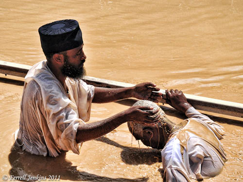 Ethiopians in the Jordan River at Qasr el-Jahud. Photo by Ferrell Jenkins.