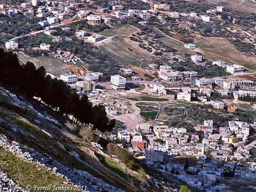 A view of Shechem from Mount Gerizim in 1982. Photo by Ferrell Jenkins.