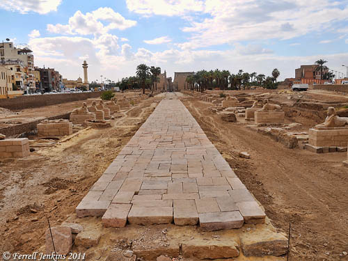 Avenue of Sphinxes with view toward Luxor Temple. Photo by Ferrell Jenkins.