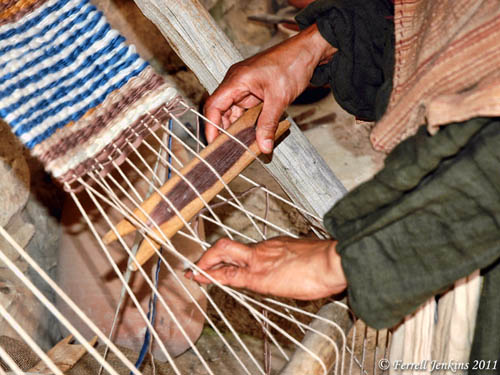 Demonstration of weaving at Nazareth Village. Photo by Ferrell Jenkins.