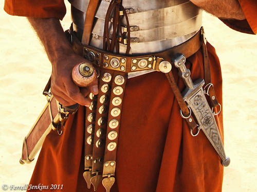 Roman Centurion at Jerash with two swords. Photo by Ferrell Jenkins.
