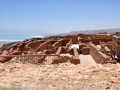 Warehouses at Masada with the Dead Dea visible in the distance. Photo by Ferrell Jenkins.