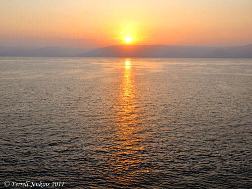 Sunrise on the Sea of Galilee. Photo by Ferrell Jenkins - 09-04-11