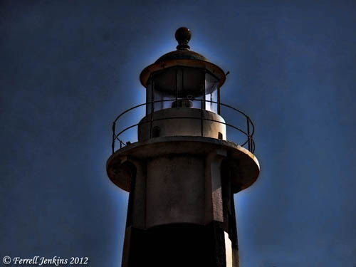 Akko Crusader lighthouse as it might appear at night. Photo by Ferrell Jenkins.