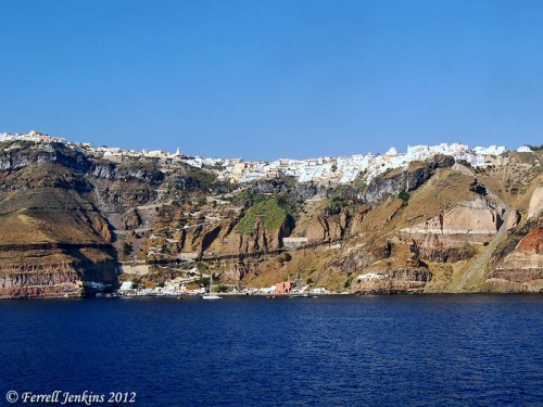 Santorini_fjenkins_051508_144t A view from inside the crater at Santorini. Photo by Ferrell Jenkins.