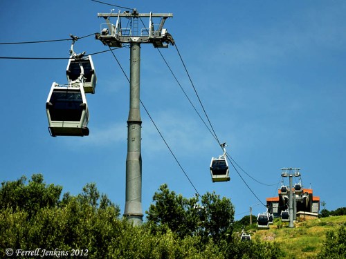 Cable cars to reach the Acropolis at Pergamum. Photo by Ferrell Jenkins.