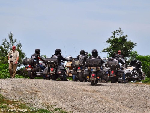 Group of cyclists on the mountanious road east of Sinop. Photo by Ferrell Jenkins.