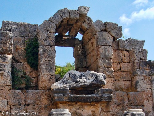 The Nymphaeum (Fountain) at Perga, showing the river god Cestrus. Photo by Ferrell Jenkins.