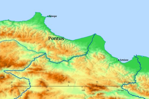 Map of Pontus showing Sinop and Amisos.