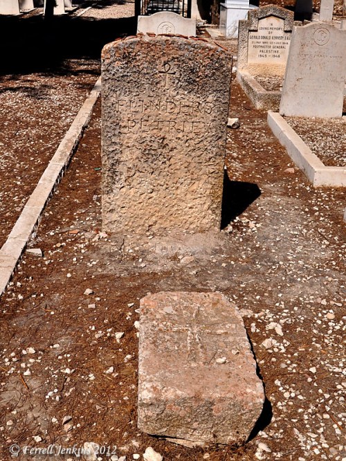Grave marker for Flinders Petrie in Jerusalem Protestant Cemetery. Photo by Ferrell Jenkins.
