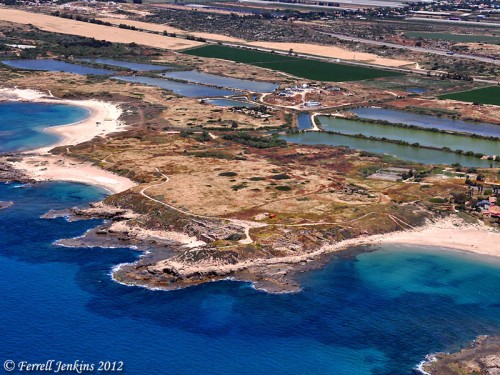 Aerial view of Tel Dor. Photo by Ferrell Jenkins.
