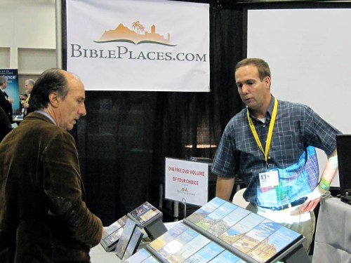 Todd Bolen, Bible Places.com, talks with a customer.