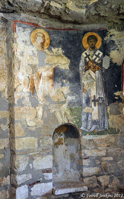 Fresco on the wall of St. Nicholas church in Demre. Photo by Ferrell Jenkins.