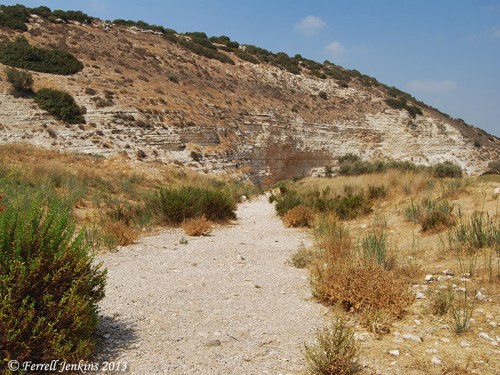 Brook of Elah below Azekah, August, 2008. Photo by Ferrell Jenkins.