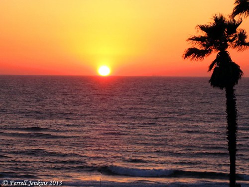 Sunset on the Mediterranean from Joppa. Photo by Ferrell Jenkins.