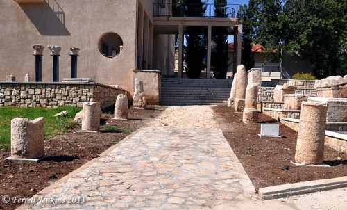 Roman Milestones at Beit Sturman Museum, En Harod, Israel. Photo by Ferrell Jenkins.