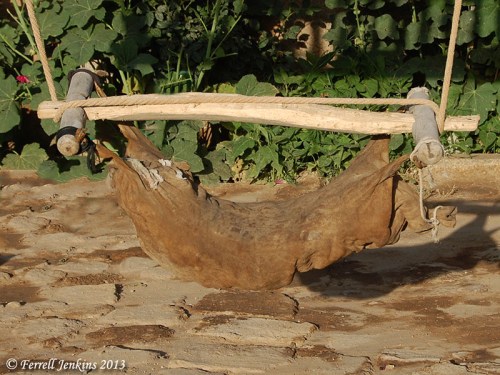 Churn made from animal skin at Haran. Photo by Ferrell Jenkins.