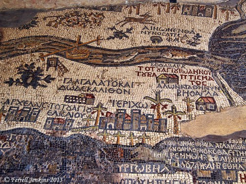 Portion of the Madaba Map mentioning Ephron. Photo by Ferrell Jenkins.