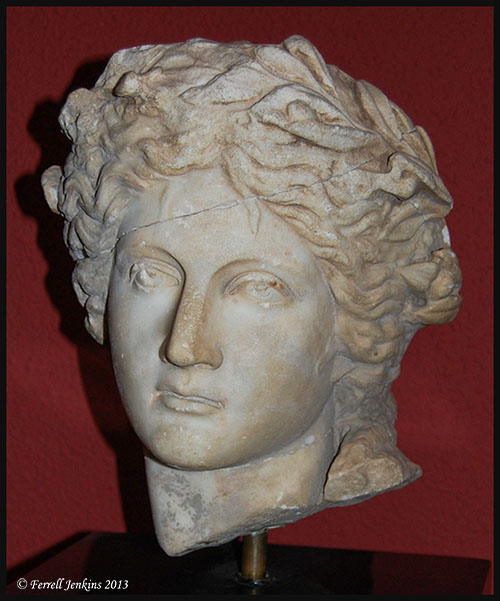 Marble head of Apolls from Perga. Second century A.D. Photo by Ferrell Jenkins.