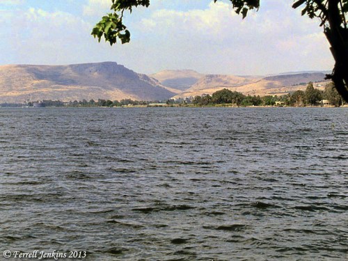 View from Dalmanutha toward Mount Arbel. Photo by Ferrell Jenkins 1994.