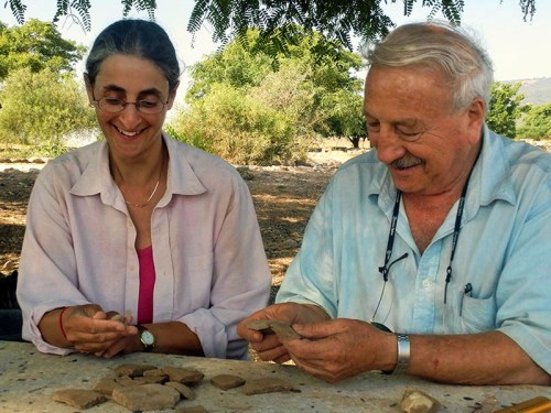 Prof. Amnon Ben-Tor and Dr. Sharon Zuckerman of the Hebrew University’s Institute of Archaeology, who are leading the Hazor Excavations (Photo courtesy archaeologists Prof. Amnon Ben-Tor and Dr. Sharon Zuckerman) 