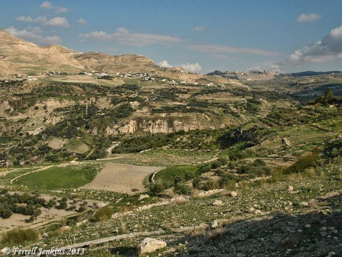 View from the valley below Kir-hareseth. The view is to the east. Photo by Ferrell Jenkins.