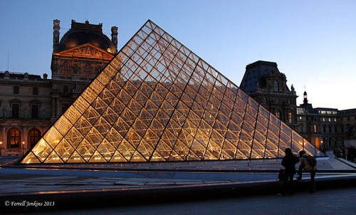 Entrance to the Louvre at night. Photo by Ferrell Jenkins.