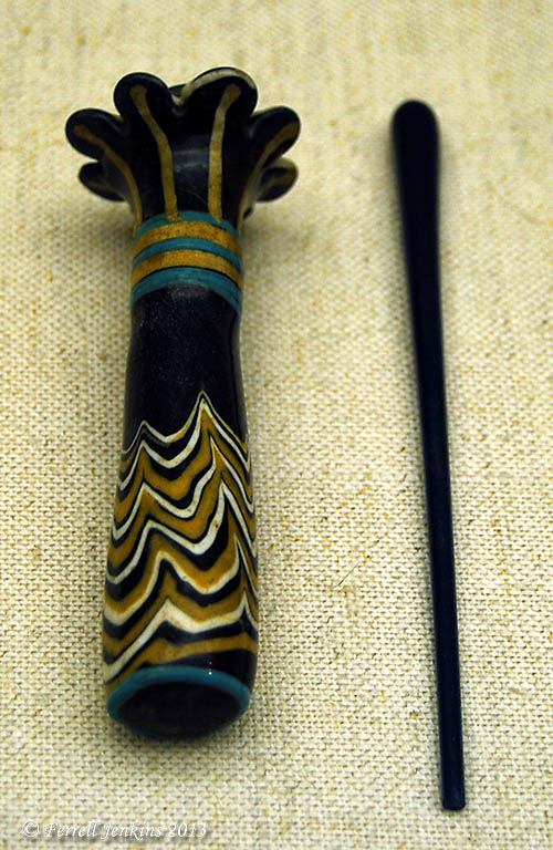 Palm-column flask and kohl stick. Museum of Fine Arts, Boston. Photo by Ferrell Jenkins.