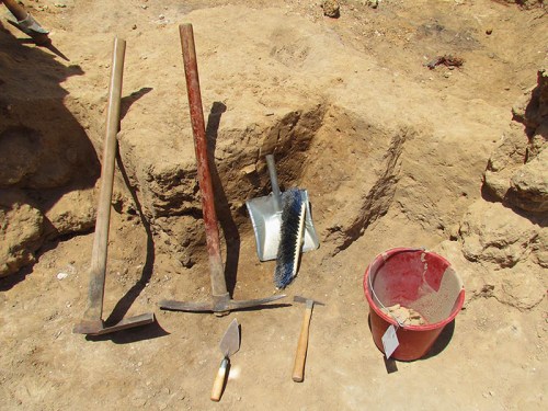 Tools of the Trade (Back): Turia, Pickaxe, Brush and Dustpan, (Front) Trowel, Patich, Pottery Bucket. Photo: Trent and Rebekah.