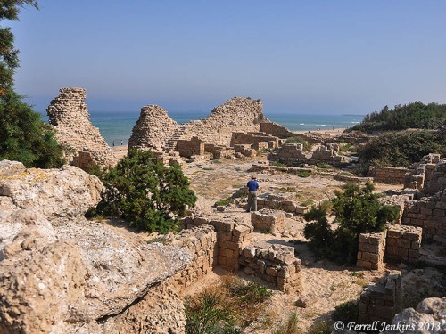 The citadel at Ashdod-Yam with a view north toward the modern city of Ashdod. Photo by Ferrell Jenkins.