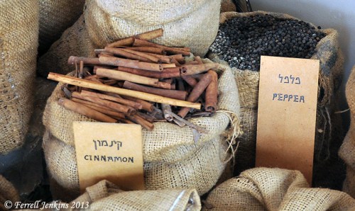 Cinnamon displayed on the Spice Route at Avedat. Photo by Ferrell Jenkins.