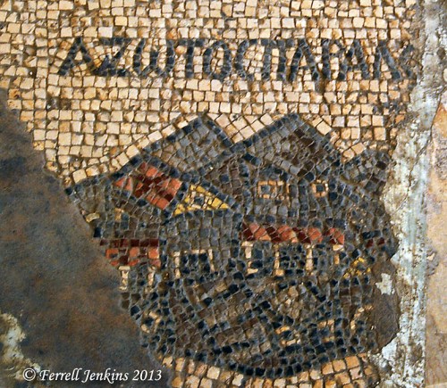 Azotus Paralios is portrayed on the 6th century A.D. Madaba mosaic map. Photo by Ferrell Jenkins.