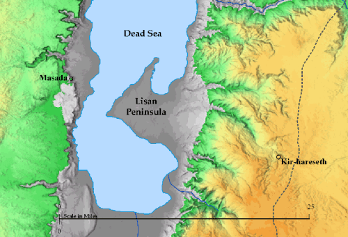 Map of the southern end of Dead Sea.