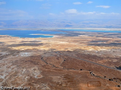 View from Masada (enhanced to show features). Photo by Ferrell Jenkins.