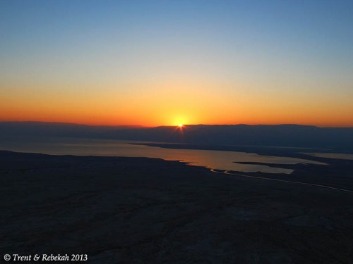 Sunrise from Masada. Photo by Trent and Rebekah, Aug. 01, 2013.
