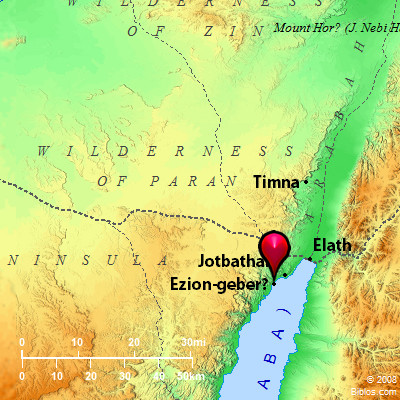 Map of Ezion-geber, Elath, and Timnah. BibleAtlas.org.