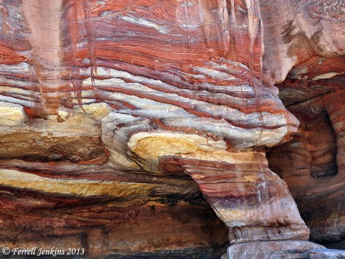 Natural erosion is evidence in these structures cut from the beautiful sandstone structures of Petra. Photo by Ferrell Jenkins.