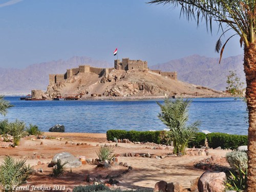 Pharaoh's Island in the Gulf of Eilat/Aqabah from the west. Photo by Ferrell Jenkins.