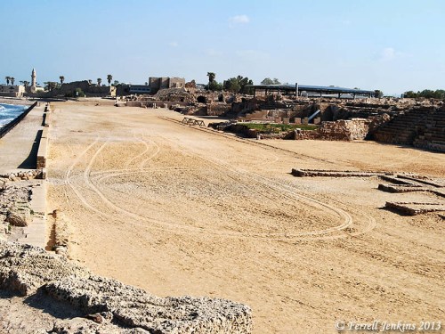 The seaside Hippodrome at Caesarea Maritima. Photo by Ferrell Jenkins.