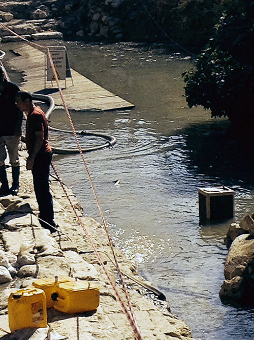 Water in the pool of Siloam due to a clogged drain. Photo: Elie Ben-Meir