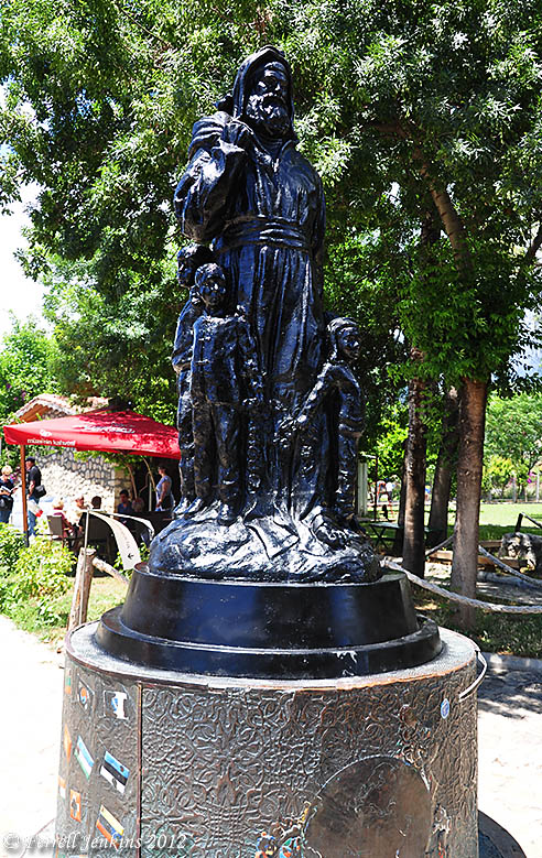 Older statue of St. Nicholas near the entrance of the Byzantine church ruins. Photo by Ferrell Jenkins.