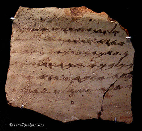 One of the Lachish letters displayed in the British Museum.