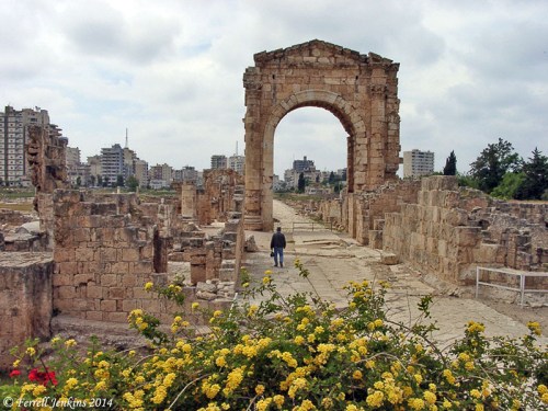 A Roman arch built on the causeway built by Alexander the Great. View West. Photo by Ferrell Jenkins.